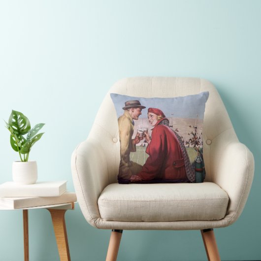 ヴィンテージの恋と恋、カップルでのサッカーの試合 クッション (椅子)