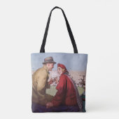 ヴィンテージの恋と恋、カップルでのサッカーの試合 トートバッグ (裏面)