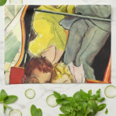 ヴィンテージの恋愛とロマンス、ジェットコースターの旅 キッチンタオル (折り畳み)