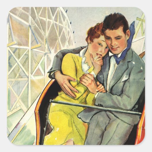 ヴィンテージの恋愛とロマンス、ジェットコースターの旅 スクエアシール (正面)