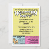 ヴィンテージの恐怖喜劇的なハローウィンパーティの招待状 招待状 (裏面)