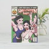 ヴィンテージの恐怖喜劇的なハローウィンパーティの招待状 招待状 (スタンド正面)