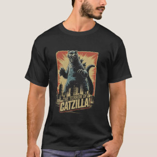 ヴィンテージの恐怖Catzilla Cat Tシャツキャッ不気味トH Tシャツ