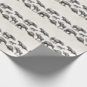 ヴィンテージの恐竜のイラストレーションのレトロの古い恐竜 ラッピングペーパー (角)