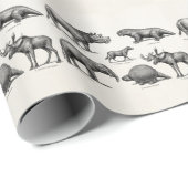 ヴィンテージの恐竜のイラストレーションのレトロの古い恐竜 ラッピングペーパー (ロールコーナー)
