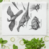 ヴィンテージの恐竜のイラストレーションのレトロの恐竜 キッチンタオル (折り畳み)