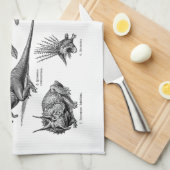 ヴィンテージの恐竜のイラストレーションのレトロの恐竜 キッチンタオル (四つ折り)