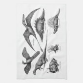 ヴィンテージの恐竜のイラストレーションのレトロの恐竜 キッチンタオル (縦)