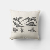 ヴィンテージの恐竜のイラストレーションのレトロの恐竜 クッション (正面)