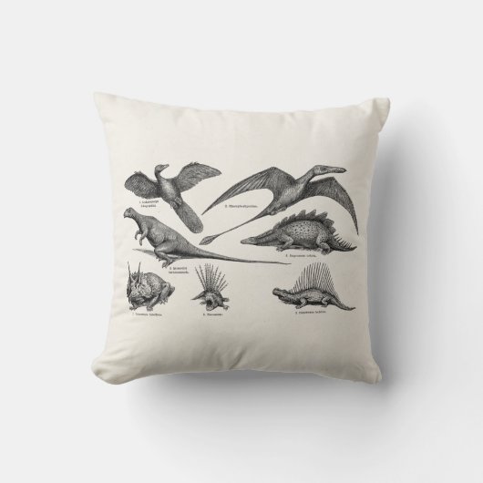 ヴィンテージの恐竜のイラストレーションのレトロの恐竜 クッション (正面)