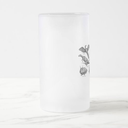 ヴィンテージの恐竜のイラストレーションのレトロの恐竜 フロストグラスビールジョッキ (中央)