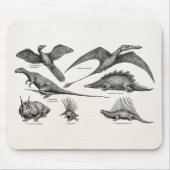 ヴィンテージの恐竜のイラストレーションのレトロの恐竜 マウスパッド (正面)