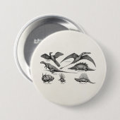 ヴィンテージの恐竜のイラストレーションのレトロの恐竜 缶バッジ (正面&裏面)