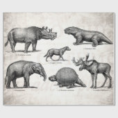 ヴィンテージの恐竜の古いイラストレーションのレトロの恐竜 ラッピングペーパー (フラット)