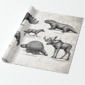 ヴィンテージの恐竜の古いイラストレーションのレトロの恐竜 ラッピングペーパー (アンロールド)