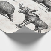 ヴィンテージの恐竜の古いイラストレーションのレトロの恐竜 ラッピングペーパー (角)