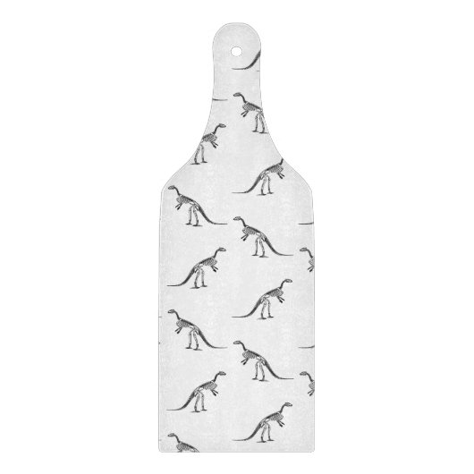 ヴィンテージの恐竜の骨組パターン黒及び白 カッティングボード (正面)