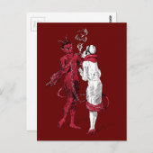 ヴィンテージの悪魔および女性の喫煙 ポストカード (正面/裏面)