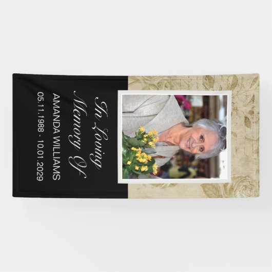 ヴィンテージの愛する記憶の墓カバー毛布の女性 横断幕 (横)