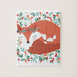 ヴィンテージの愛らしくかわいい母孤のオオカミおよび彼女のベビー ジグソーパズル