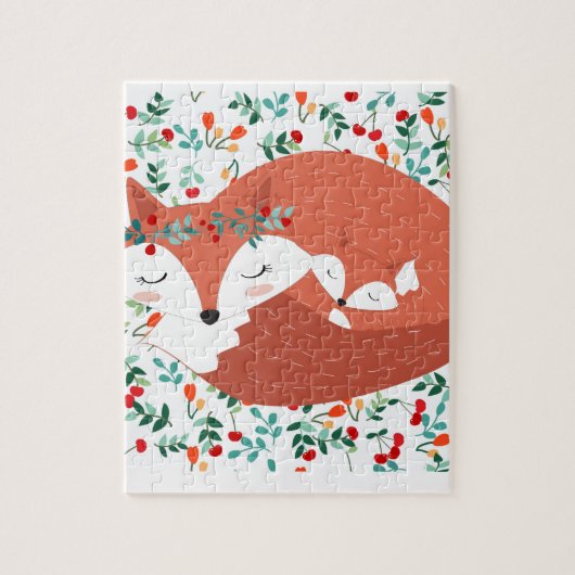 ヴィンテージの愛らしくかわいい母孤のオオカミおよび彼女のベビー ジグソーパズル (縦)