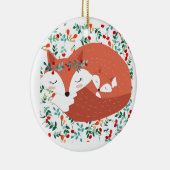 ヴィンテージの愛らしくかわいい母孤のオオカミおよび彼女のベビー セラミックオーナメント (右)