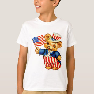 ヴィンテージの愛国心が強いくまはTシャツをからかいます Tシャツ