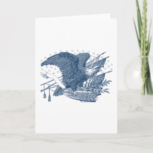 ヴィンテージの愛国心が強いわめくワシ米国の旗の矢 カード (正面)