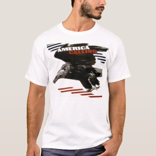 ヴィンテージの愛国心が強いアートワーク-アメリカ呼出し Tシャツ (正面)