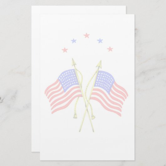 ヴィンテージの愛国心が強い旗の文房具 便箋 (正面/裏面)