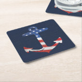 ヴィンテージの愛国心が強い米国旗のいかり航海のな米国 スクエアペーパーコースター (アングル)