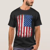 ヴィンテージの愛国心が強い米国旗の垂直Tシャツ Tシャツ (正面)