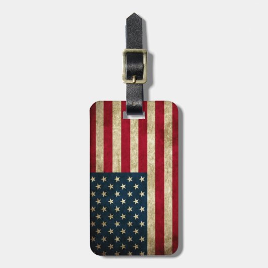 ヴィンテージの愛国心が強い米国旗 ラゲッジタグ (正面縦)