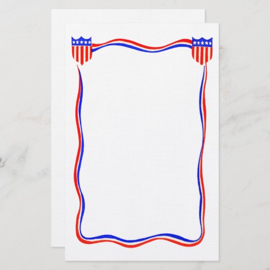 ヴィンテージの愛国心が強く赤く、白くおよび青の文房具 便箋 (正面/裏面)