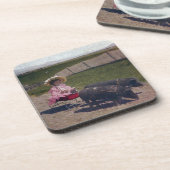 ヴィンテージの愛豚の少女 コースター (左側)