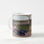 ヴィンテージの愛豚の少女 コーヒーマグカップ (正面左)