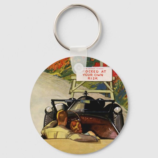ヴィンテージの愛、道路の閉鎖あなたの自身のリスクで進行 キーホルダー (正面)