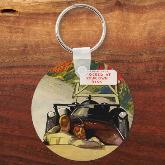 ヴィンテージの愛、道路の閉鎖あなたの自身のリスクで進行 キーホルダー (正面)