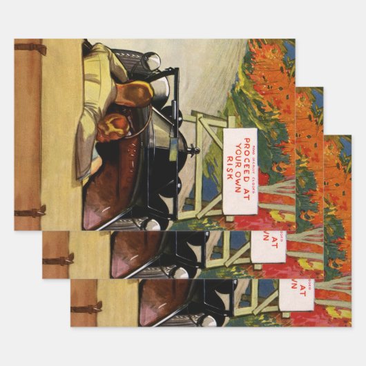 ヴィンテージの愛、道路の閉鎖あなたの自身のリスクで進行 ラッピングペーパーシート (セット)