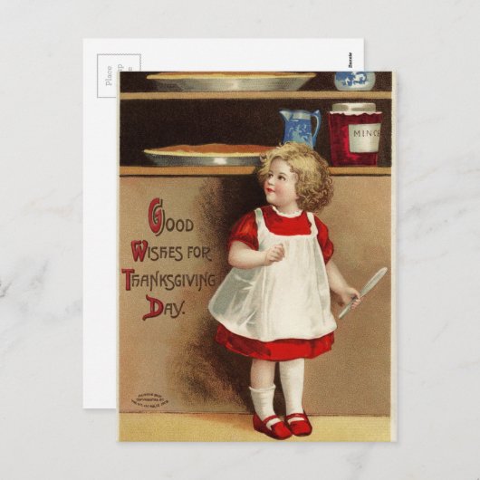 ヴィンテージの感謝の祈り シーズンポストカード (正面/裏面)