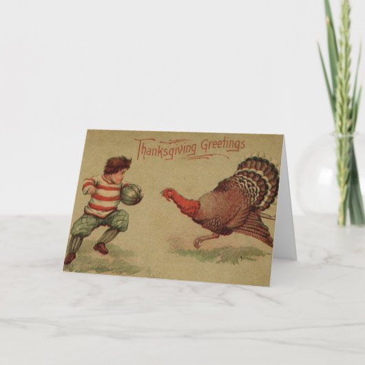 ヴィンテージの感謝祭のフットボールおよびトルコ シーズンカード (正面)