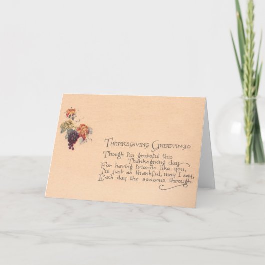 ヴィンテージの感謝祭の友人の挨拶状 カード (正面)