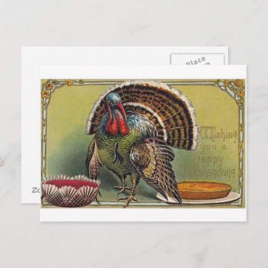 ヴィンテージの感謝祭日の郵便はがきの再生 シーズンポストカード (正面/裏面)