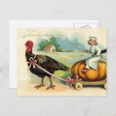 ヴィンテージの感謝祭 シーズンポストカード (正面/裏面)