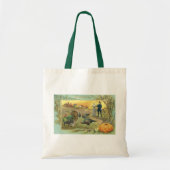 ヴィンテージの感謝祭　ターキーとピルグリム トートバッグ (正面)