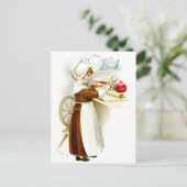 ヴィンテージの感謝祭-巡礼者のベーキングパイ シーズンポストカード (スタンド正面)