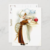 ヴィンテージの感謝祭-巡礼者のベーキングパイ シーズンポストカード (正面/裏面)