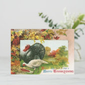 ヴィンテージの感謝祭、野生の七面鳥と秋の色彩 招待状 (スタンド正面)