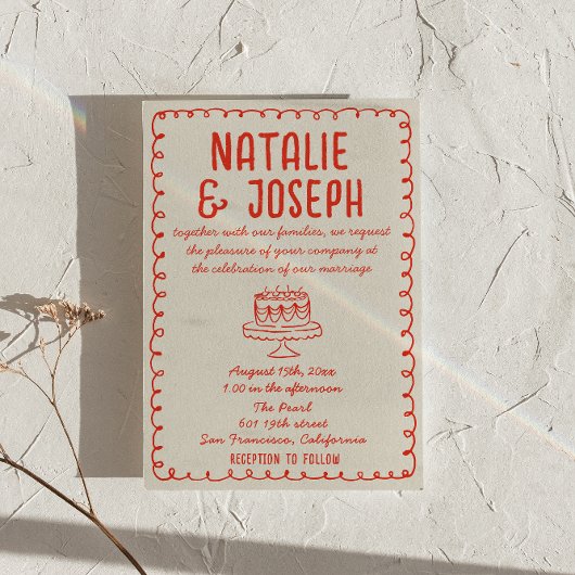 ヴィンテージの手がファンキーすべて赤く引結婚いた 招待状