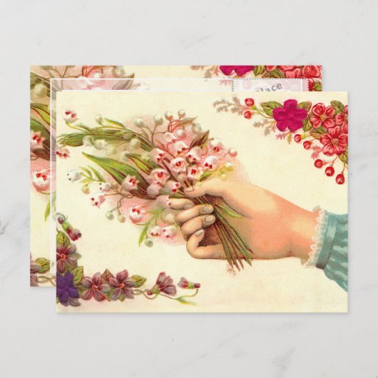 ヴィンテージの手でユリを提供 ポストカード (正面/裏面)